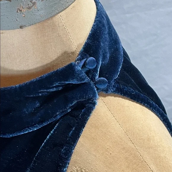 Free People Deep Blue Velvet Sleeveless Mini Dress with Sequin Details - Picture 5 of 11